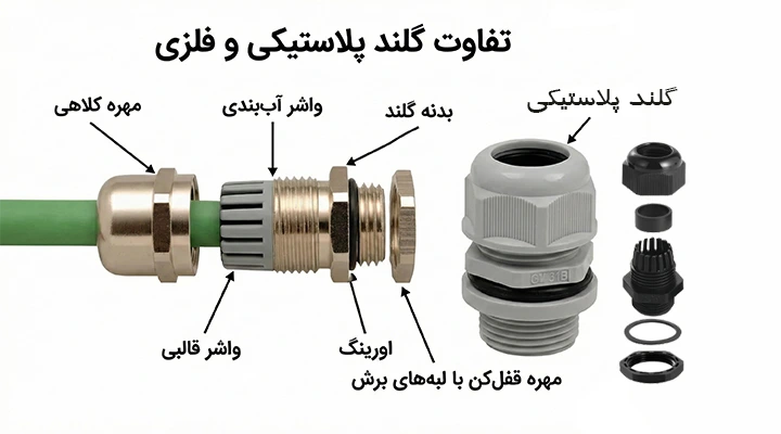 تفاوت گلند پلاستیکی و فلزی